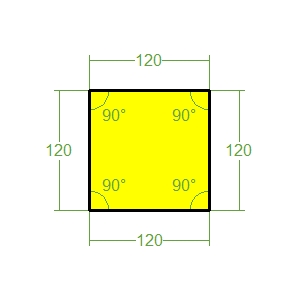 Quadrato con misure di lati e angoli interni